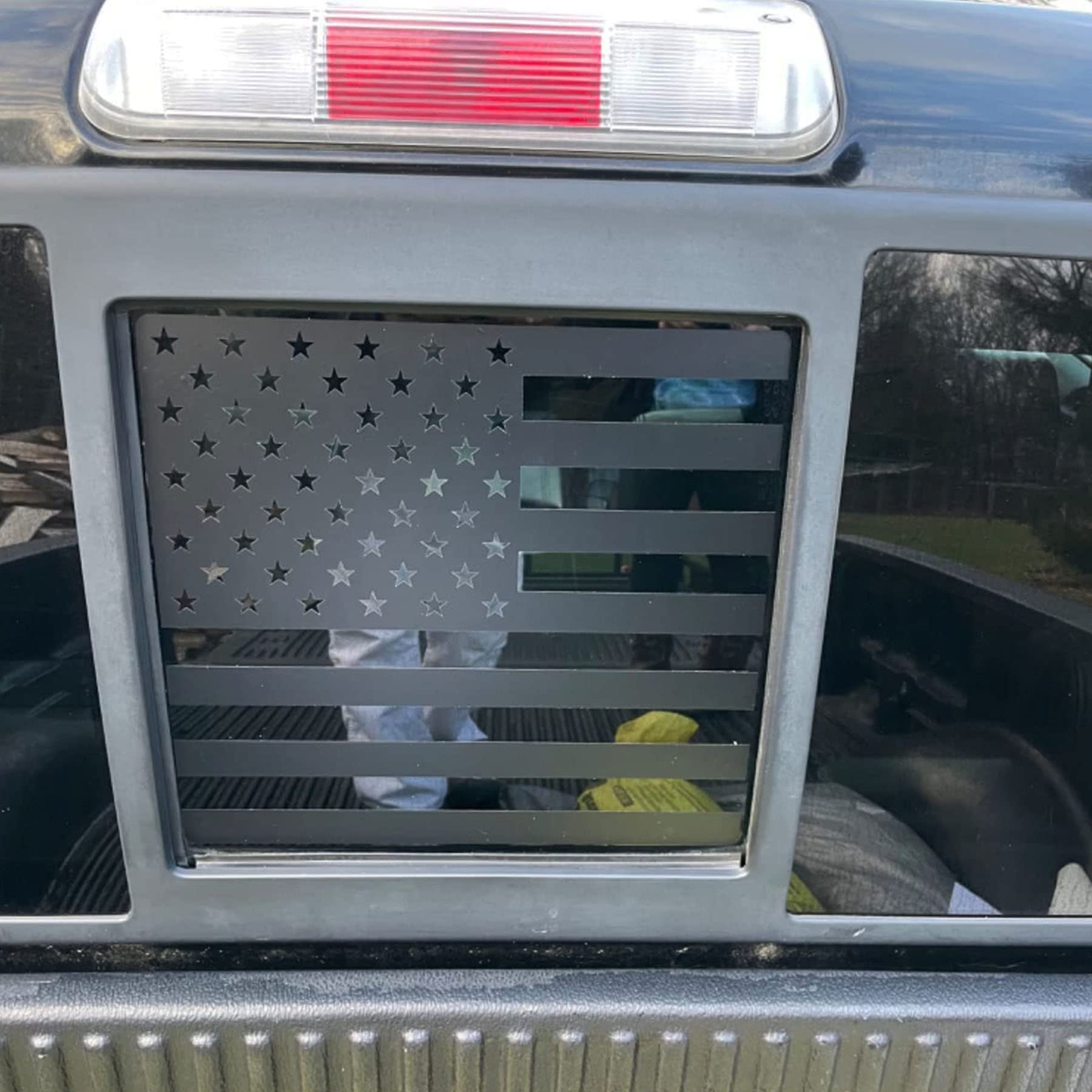 Zxiaochun Rear Middle Window American Flag Decal For Ford F150 F250 F350 2004-2011 2012 2013 2014 Back Center Sliding Window Gla