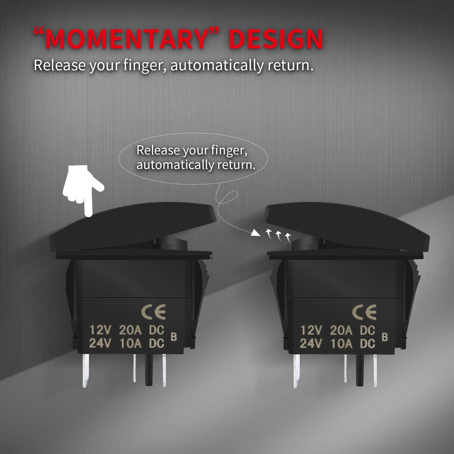 Daiertek 12V Horn Button Momentary Rocker Switch Blue Led 12 Volt John Deere Polaris Ranger Auto Train Atv Utv Rzr Boat Marine T