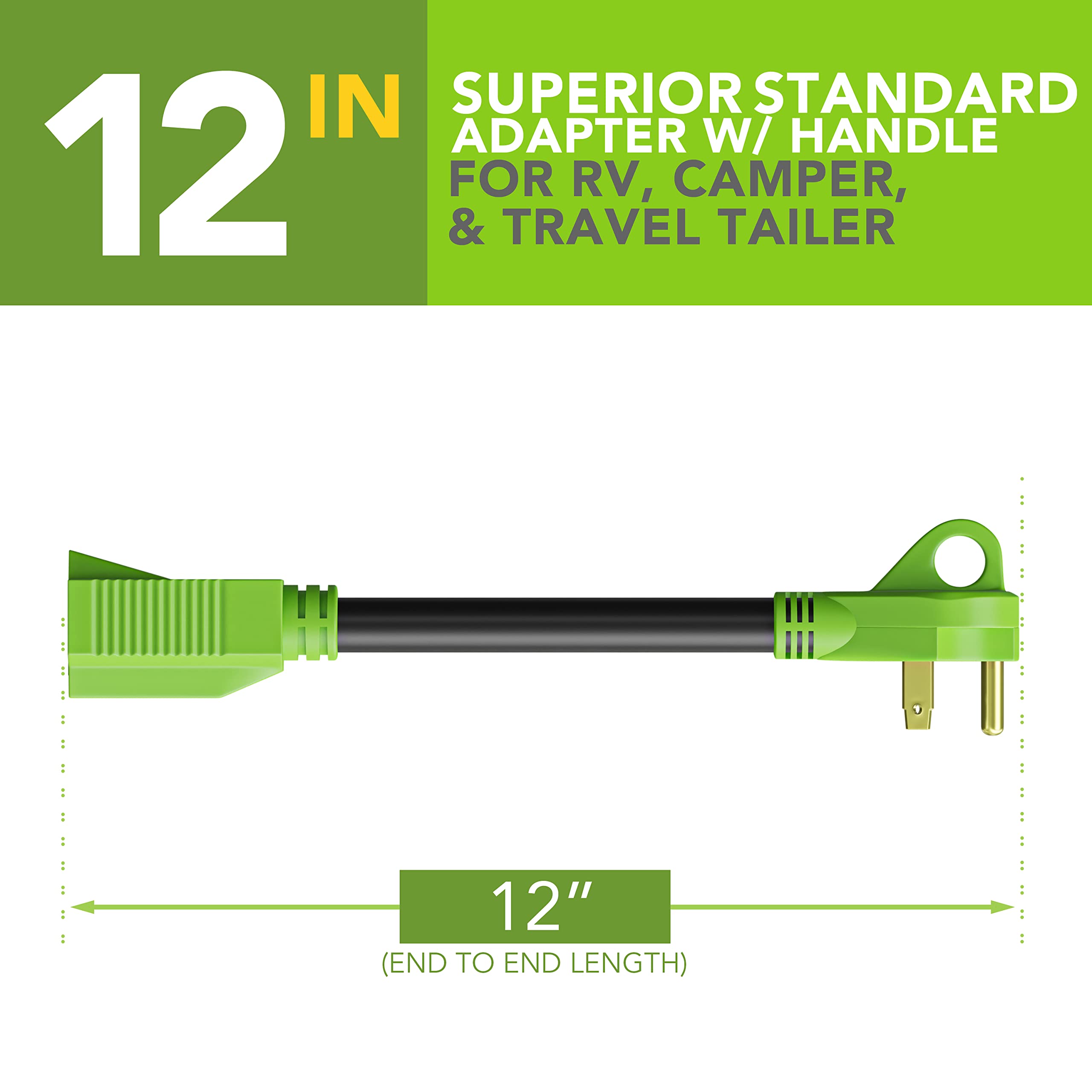 Leisure Cords 30 Amp Male To 15 Amp Female Dogbone Adapter Rv Electrical Converter Cord Cable (30A Male - 15A Female)