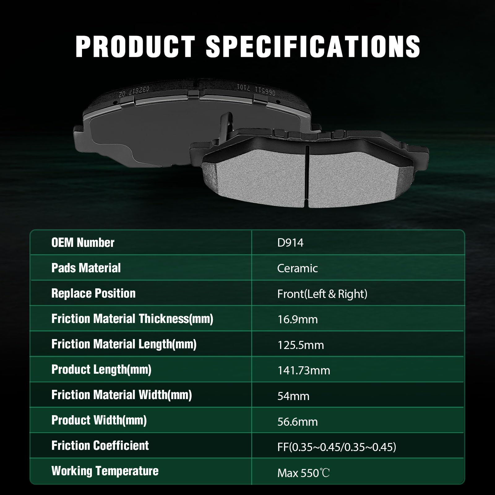 Automuto 4Pcs Front Ceramic Disc Brake Pads Set D914 For Acura Ilx For Honda Accord Civic Cr-V Element Fit Pilot