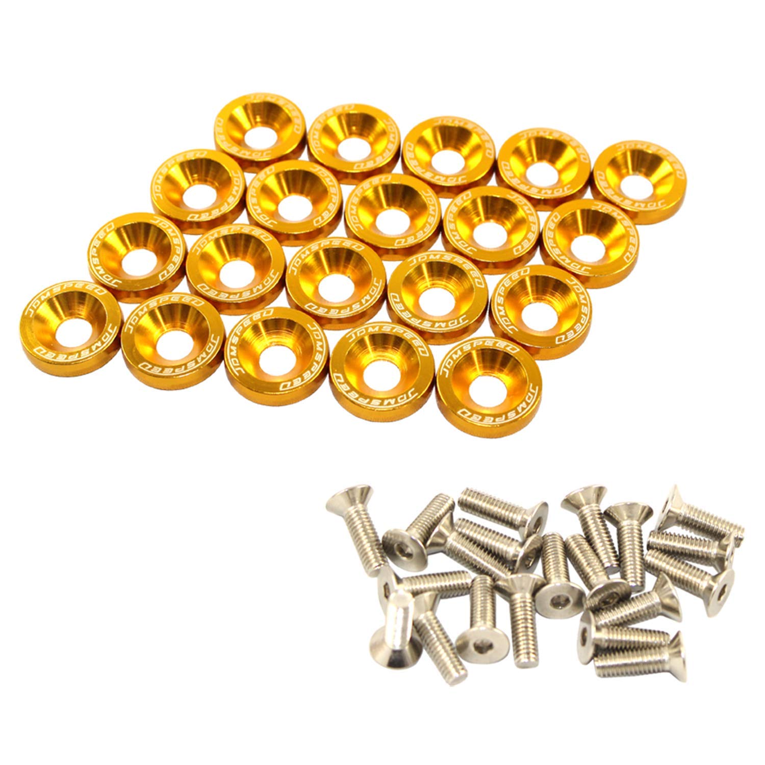 Jdmspeed 20 Pcs Gold Cnc Billet Aluminum Fender Washer Engine Bay Dress Up Kit