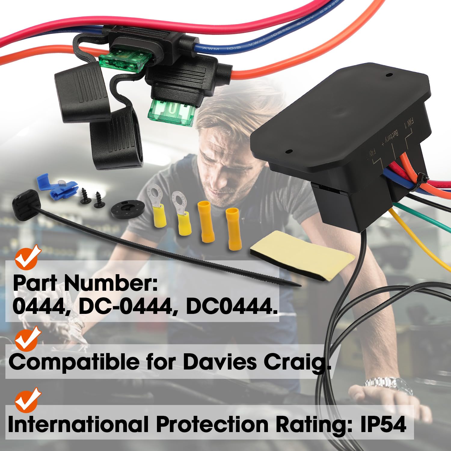 Fexhull Digital Radiator Fans Controller Swith 12V and 24V, Adjustable Temperature Range Digital Electric Thermatic Fan Switch K