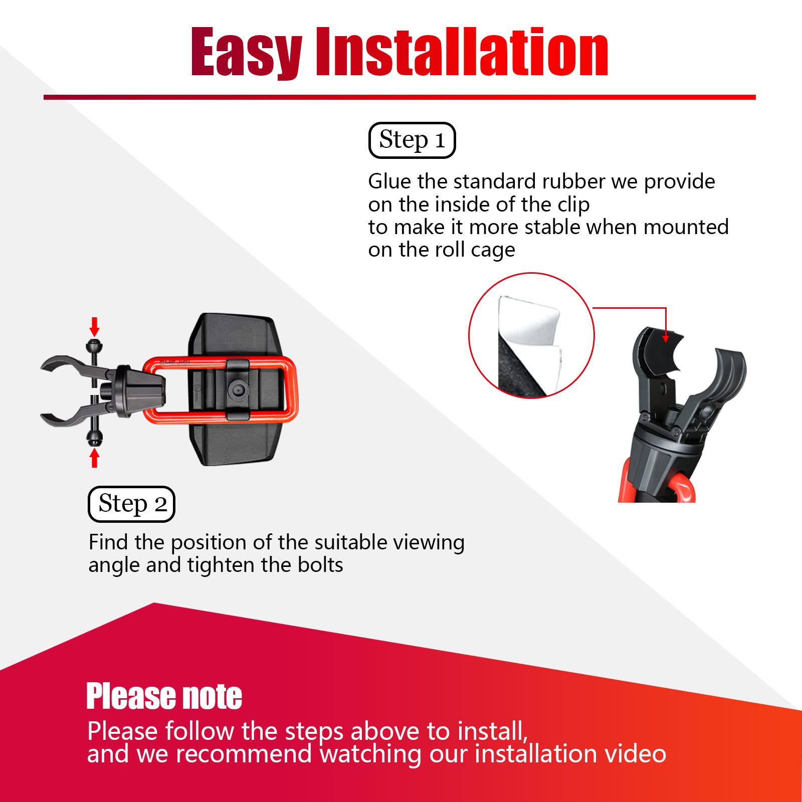 Shejisi Utv Side Mirrors For 1.65'-2' Roll Cage, Aluminum Solid Bracket,2023 New Utv Mirrors,Adjustable Satisfactory Viewing Angle Compatible With Polaris Rzr,Can Am,Kawasaki Mule,Honda Pioneer Sxs