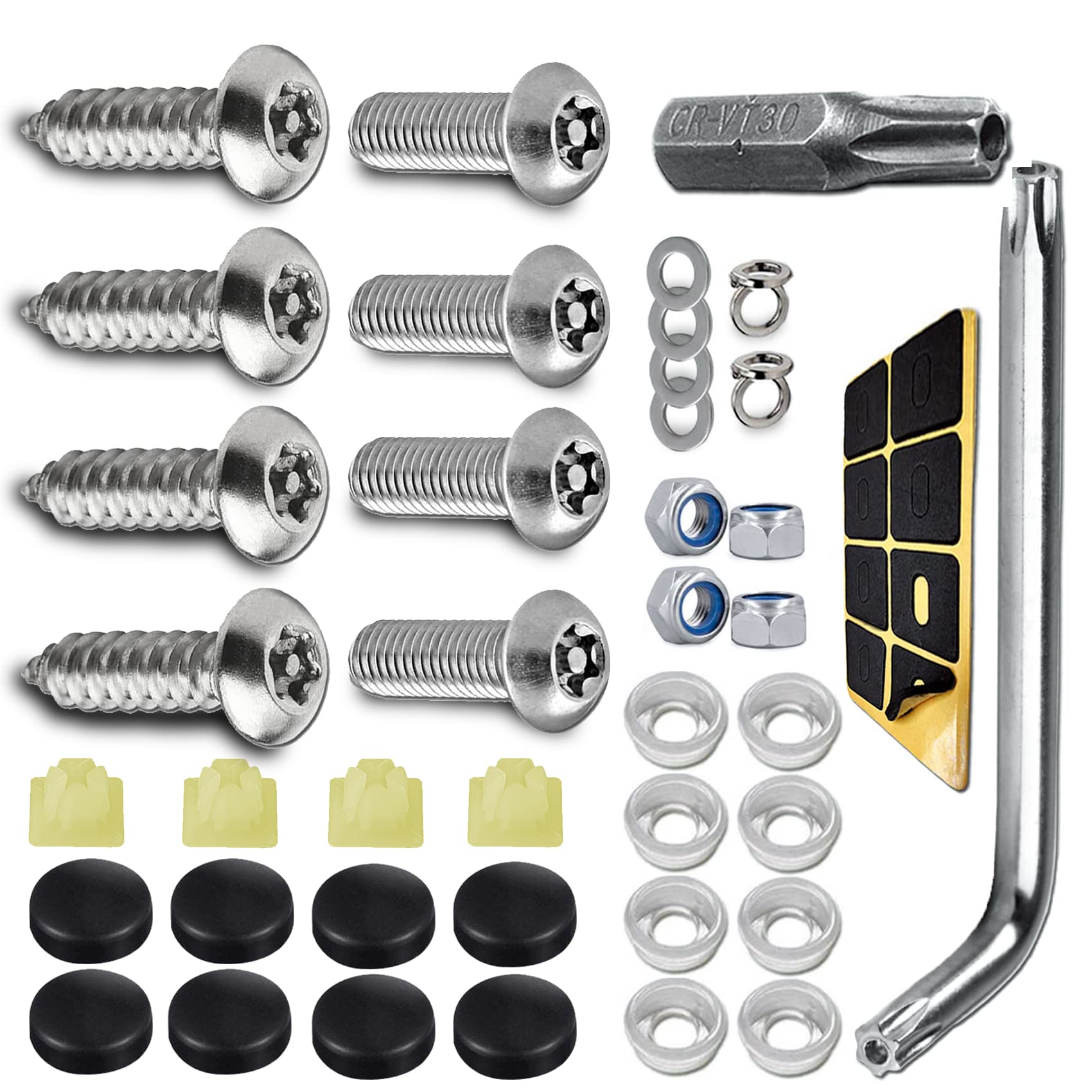 Anti Theft License Plate Screws Kits, Tamper Resistant Licence Plate Kit, 1/4''(M6) Security Screws, Rust Proof Stainless Steel