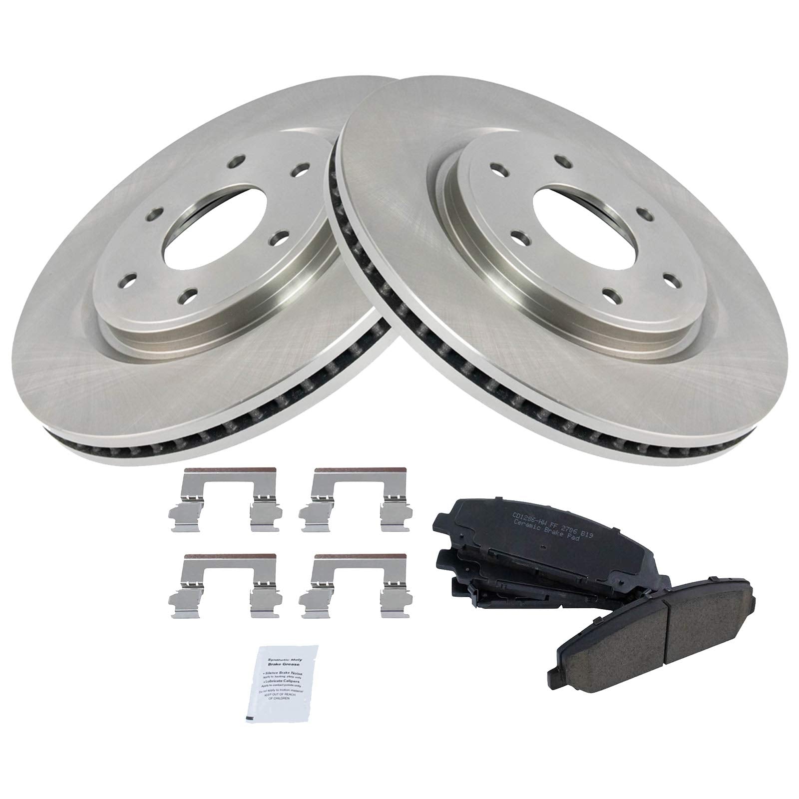 Trq Front Brake Pad & Rotor Kit Brake Pads Brake Rotor Ceramic Compatible With 2006-2007 Infiniti Qx56 Nissan Armada