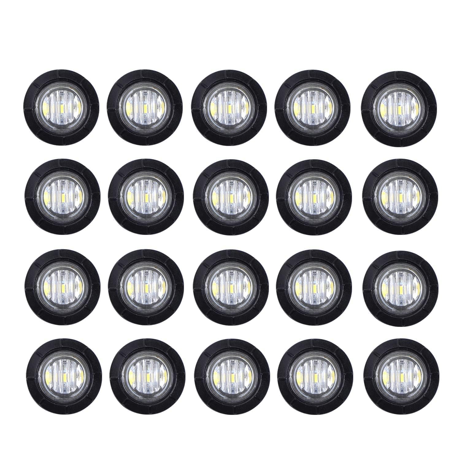 (Pack Of 20) Tmh 3/4 Inch Mount White Led Clearance Bullet Marker Lights, Side Led Marker Lights For Trailer Truck Rv Car Bus Va