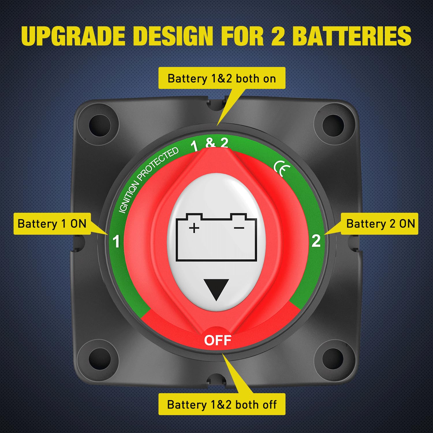 Nilight 1-2-Both-Off Battery Switch, 12V-48V Battery Disconnect Master Cutoff Switch For Marine Boat Car Rv Atv Utv Vehicle, Wat