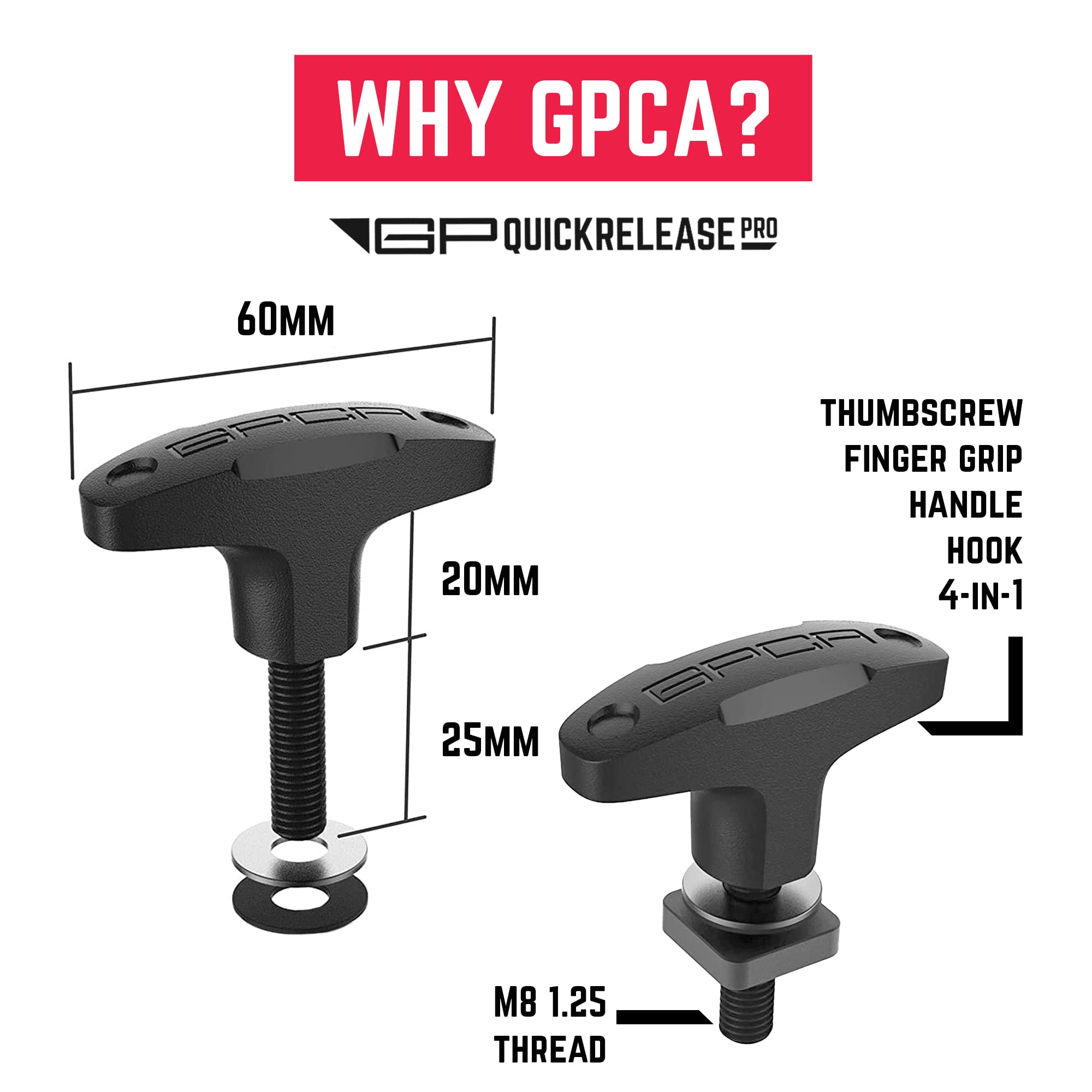 GPCA - Quick-Release Tie Down Anchor and D Ring Set, for Fast Jeep Top Removal Lift, Truck Tie Downs, Jeep Wrangler Accessories