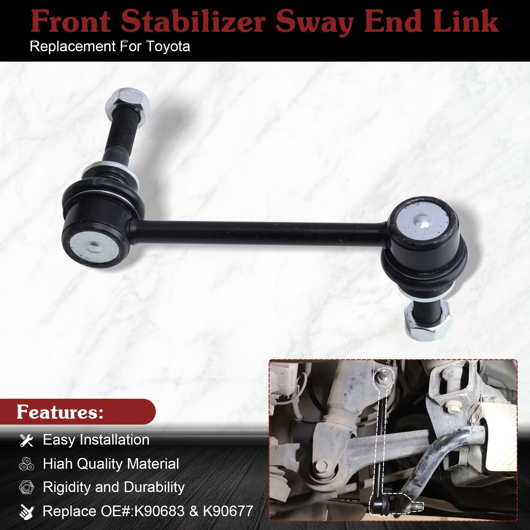 Stiueoav K90683 K90677 Sway Bar Link - Front Stabilizer End Link Compatible With 2003-2009 Lexus Gx470?2003-2021 Toyota 4Runner?