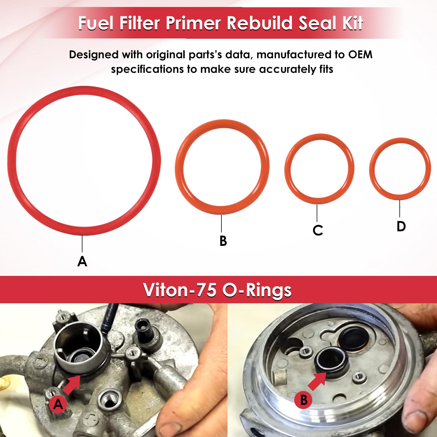 6.6L Duramax Fuel Filter Head Primer Seal Rebuild Kit & Air Bleeder Screw For 2001-2013 Gm Duramax Fuel Filter Primer