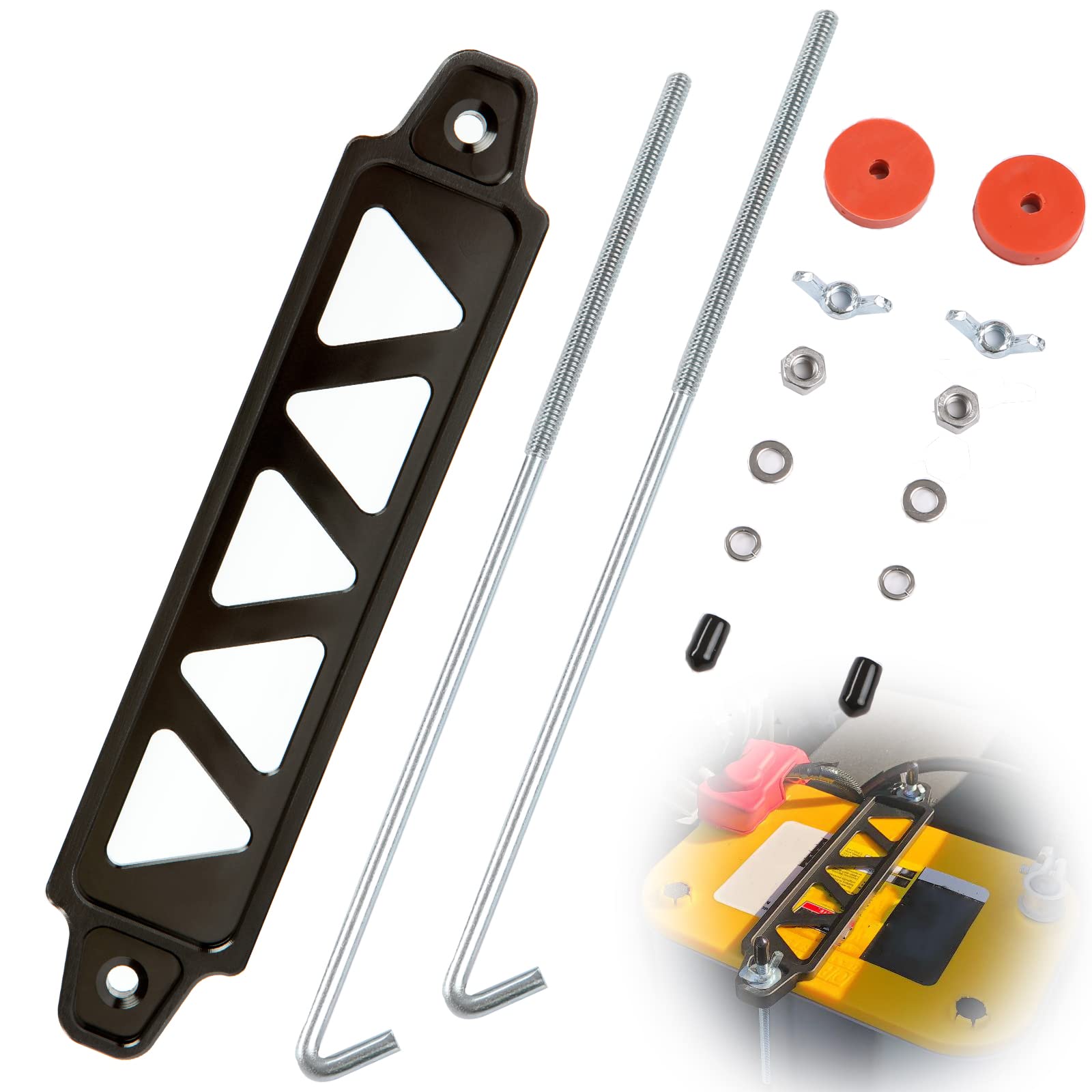 Battery Hold Down Bracket, Aluminum Alloy Battery Tie Down Bracket, Battery Tray for Car Battery Mount Bracket Hold Lock Accesso