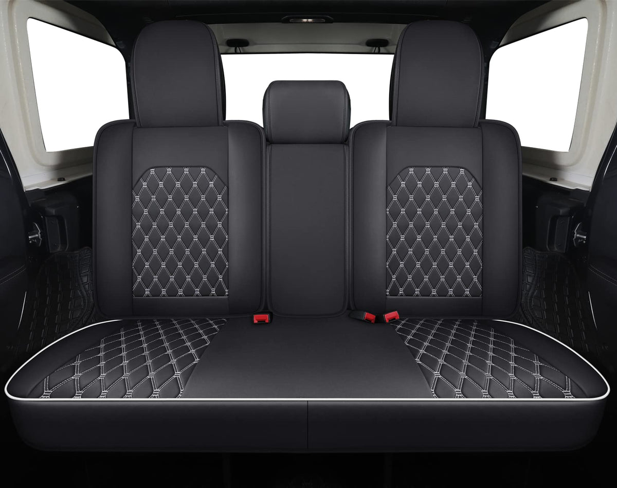 Aierxuan Jeep Wrangler Jk Jl 4-Door Back Seat Covers Custom Fit 2007-2023 Unlimited Rubicon 392 Sahara Willys Sport High Altitude 4X4 Truck Pickup Waterproof Leather(Rear Seat/Black-W)