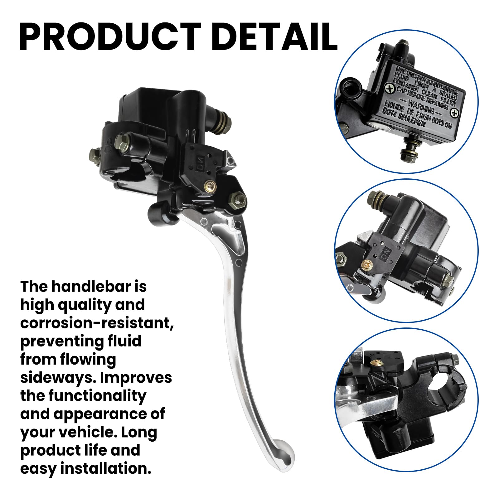 Luxlead 7/8 Brake Master Cylinder Kit Handlebar Front Right Side Brake Lever Compatible With Atv Banshee Yamaha Grizzly Kodiak Raptor Timberwolf Wolverine Yfz450