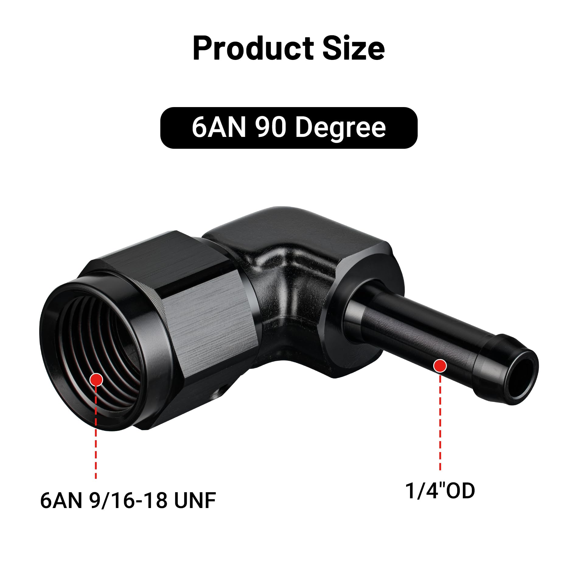 EVIL ENERGY 6AN Female to 1/4'' Barb Hose Fitting 90 Degree Swivel 2PCS