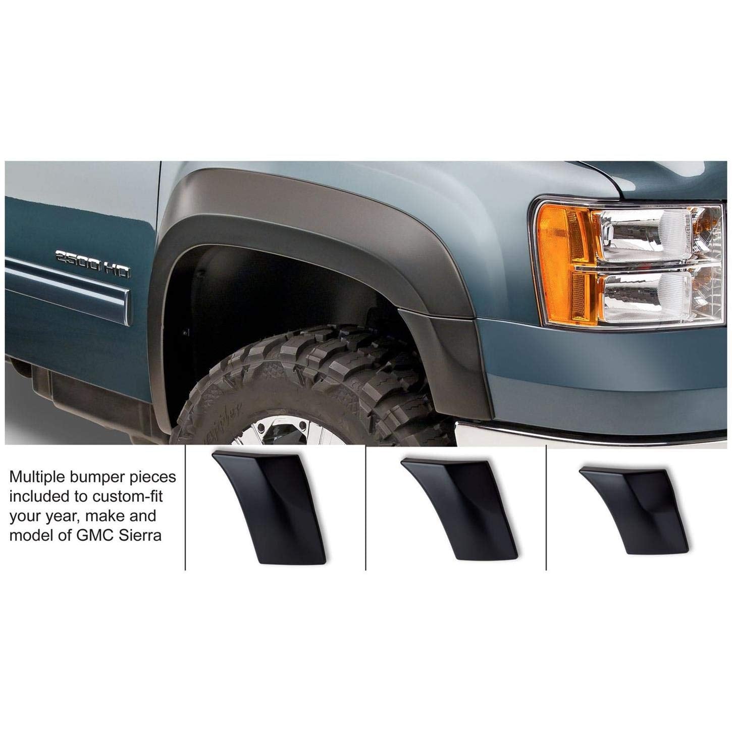Bushwacker 40107-02 Gmc Extend-A-Fender Flare - Front Pair,Black Finish
