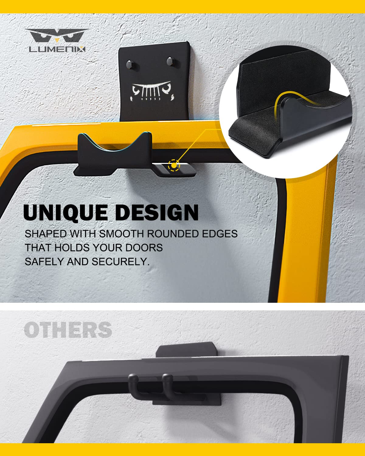Lumenix Heavy Duty Door Storage Hangers Bracket, Wall-Mount Doors Holder Rack Compatible With 1956-2024 Jeep Wrangler Cj Yj Tj Jk Jku Jl Jlu Lj Jt(4 Pcs, Animal Pattern)