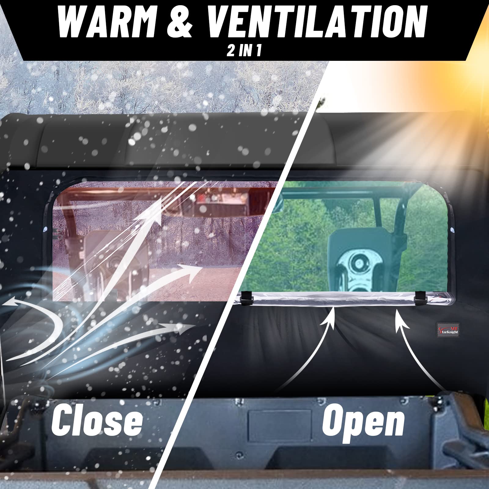 Starknightmt Pioneer 700 Soft Rear Window, Back Dust Panel With Zipper Compatible With 2014-2023 Pioneer 700/700-4 Durable Rainp