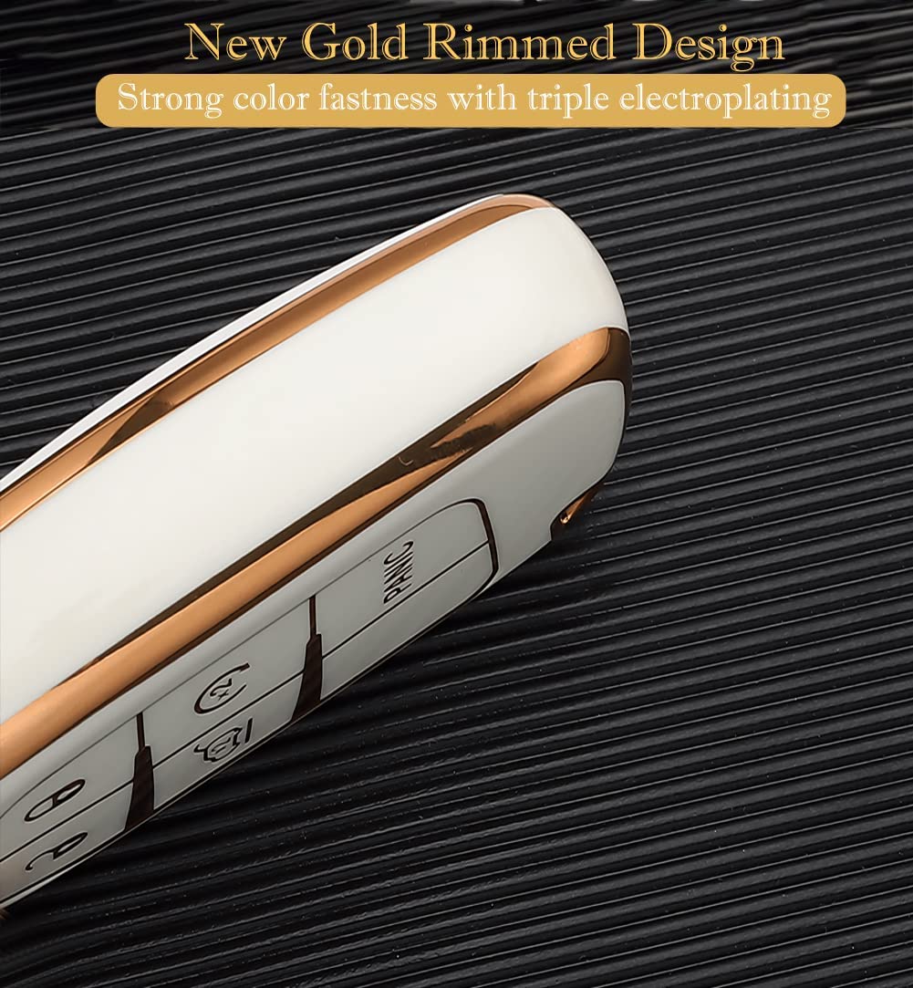 Bububulk For Jeep Key Fob Cover, Premium Soft Tpu Protection Key Case For Jeep Smart Key 3 4 5 Buttons Protector Challenger(Grey )