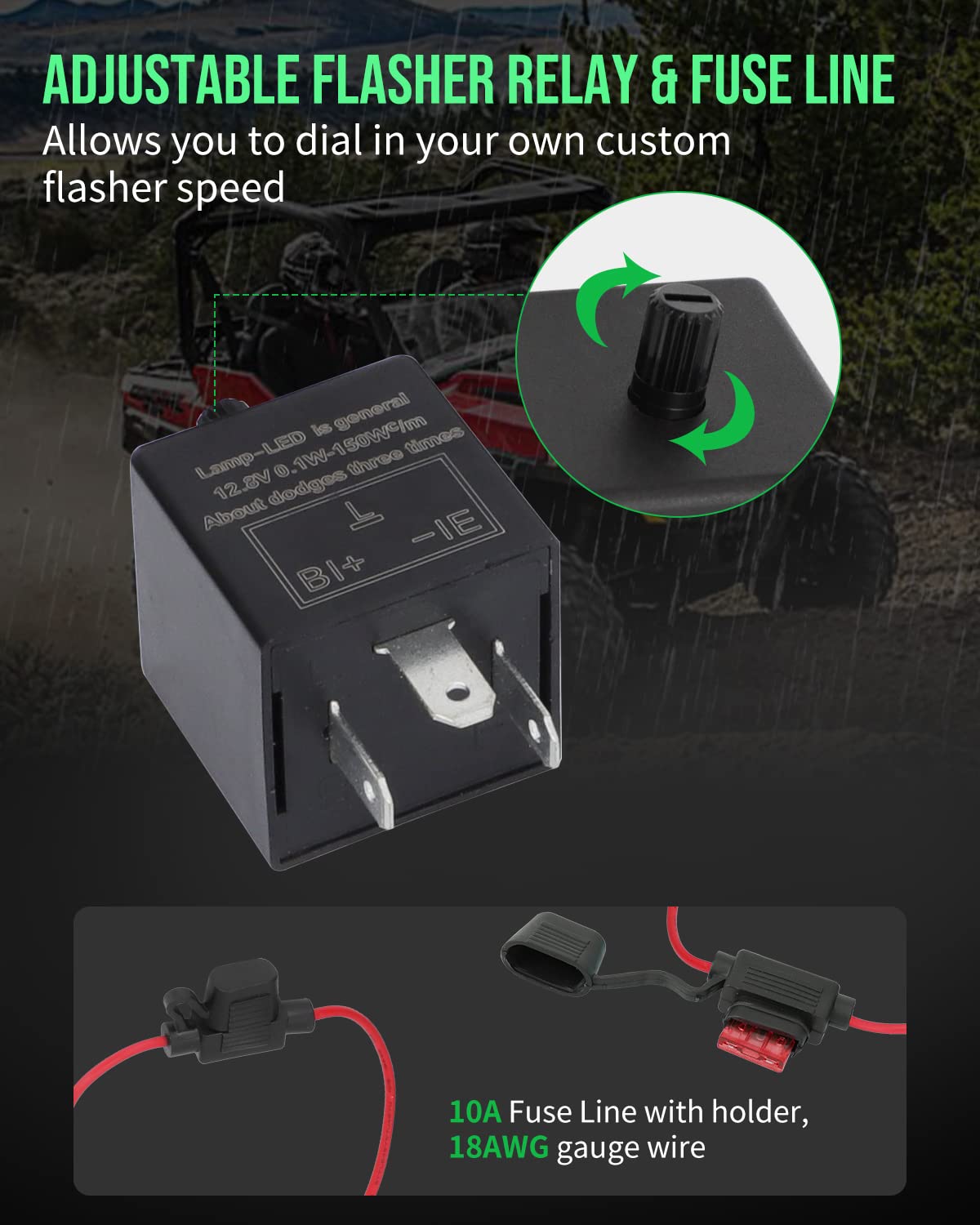 Foruly Universal Utv Turn Signal Kit, With Street Legal Kit Turn Signal Light Horn Flasher Relay. Side By Side Turn Signal Kit For Atv Sxs Polaris Dirt Bike Rzr Can-Am Kawasaki Golf Cart Dune Buggy