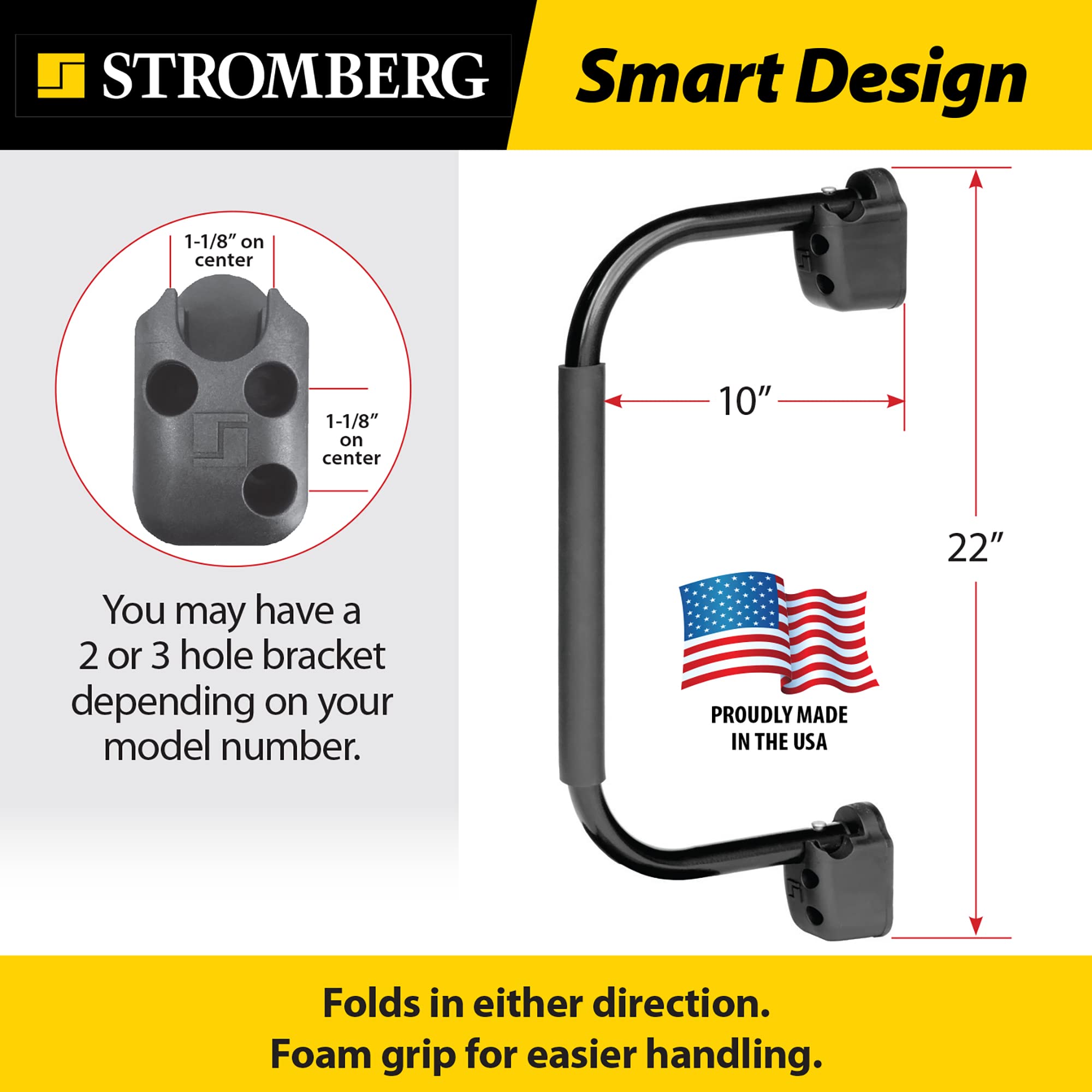 Stromberg Carlson Am-255 Lend-A-Hand Mini Assist Rail - Rv Railing For Steps, Rv Hand Rail & Folding Handle Entry Door Grab Bar,