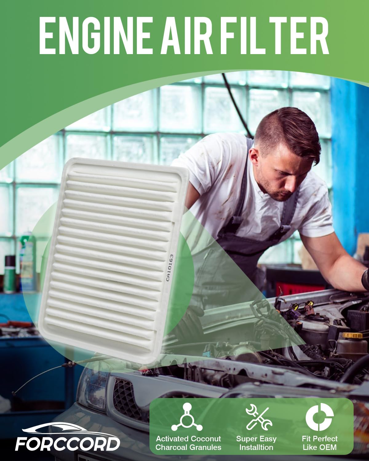 Forccord 2-Pack Engine Air Filter Fits for Corolla 1.8L 2009-2019, Matrix Base 2009-2014, Yaris 2006-2018, Scion xD 2008-2014 Ai