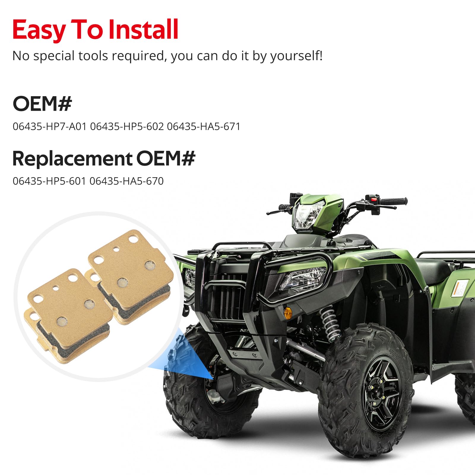 Semi-Metallic-Pro Front Brake Pads For Honda Rancher 420 Foreman 500 520 Rubicon 500 520 Trx250X Trx250Ex