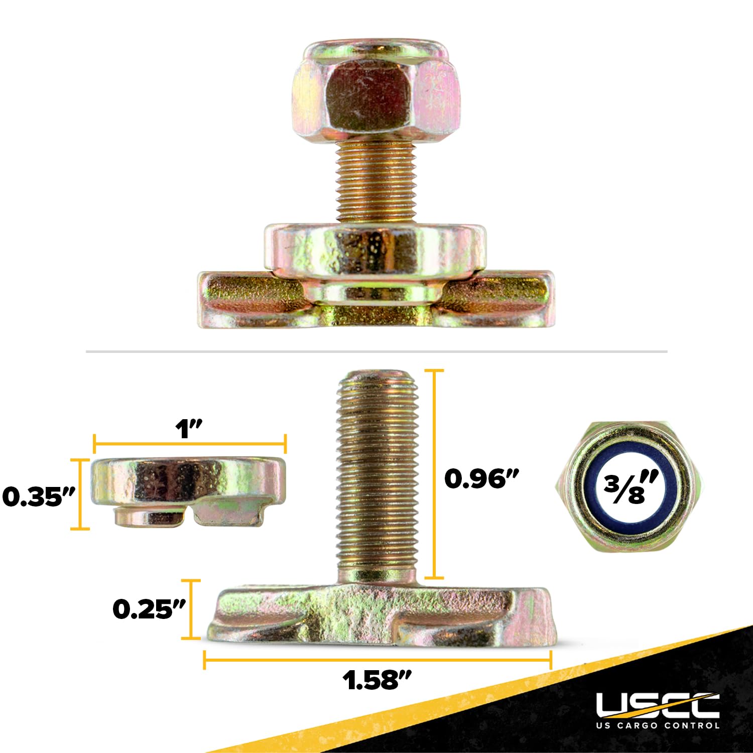 Us Cargo Control L Track Double Lug Threaded Stud Fitting, Use With L Track Rails In Your Truck Or Trailer To Create Heavy-Duty