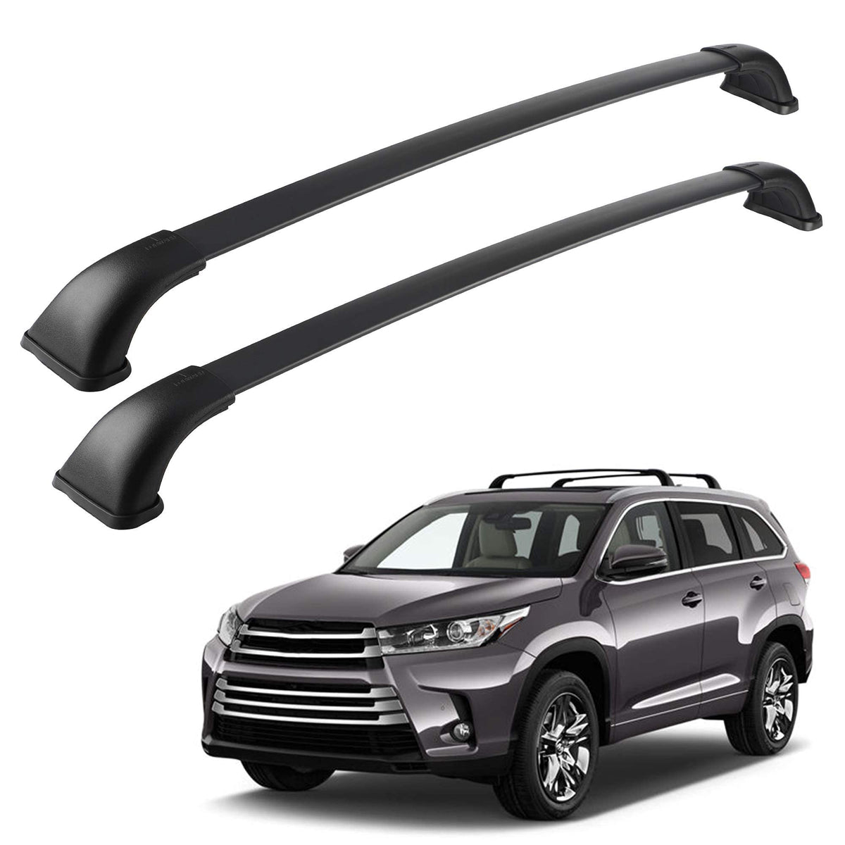Richeer Roof Rack Cross Bars Fit For 2014-2019 Highlander Xle Limited & Se Models With Side Rails, Aluminum Cross Bar For Cargo Racks Rooftop Luggage Canoe Kayak Bicycle Roof Bag