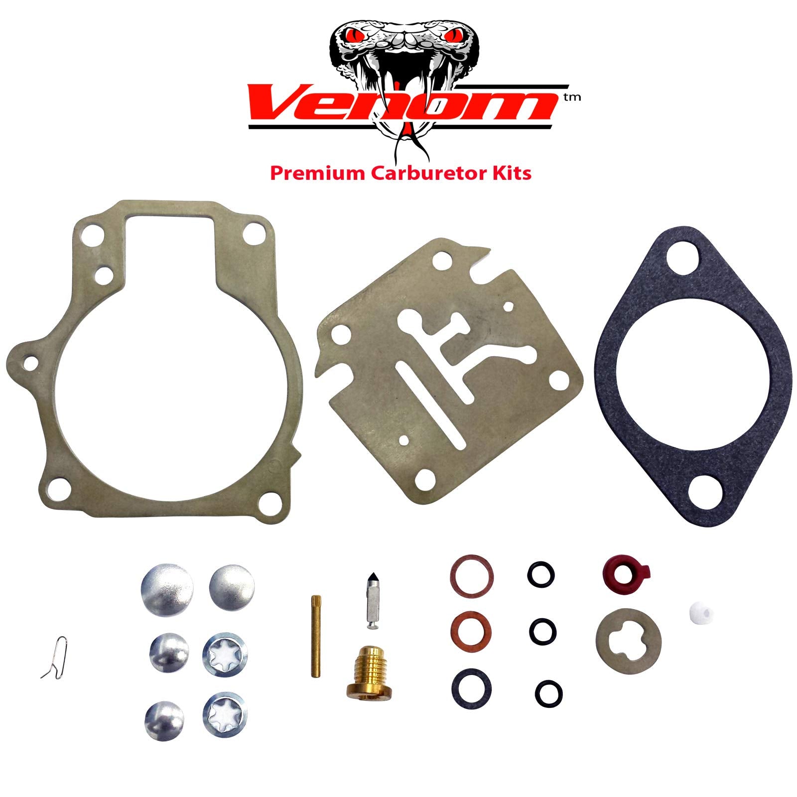 Deluxe Venom Brand Carburetor Carb Rebuild Repair Kit W Float (For Johnson Evinrude/Fits Many 18 20 25 28 30 35 40 45 48 50 55 6
