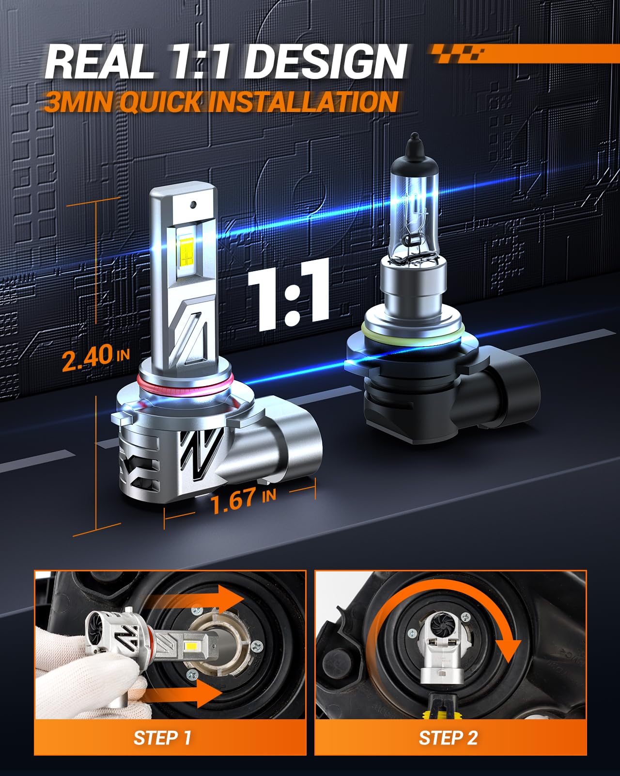 Sealight ???????? ???????? Fog Light Bulbs Combo, 64,000Lm Super Bright, 1:1 Real Size, 6500K Cool White Light Bulbs, 4 Pack