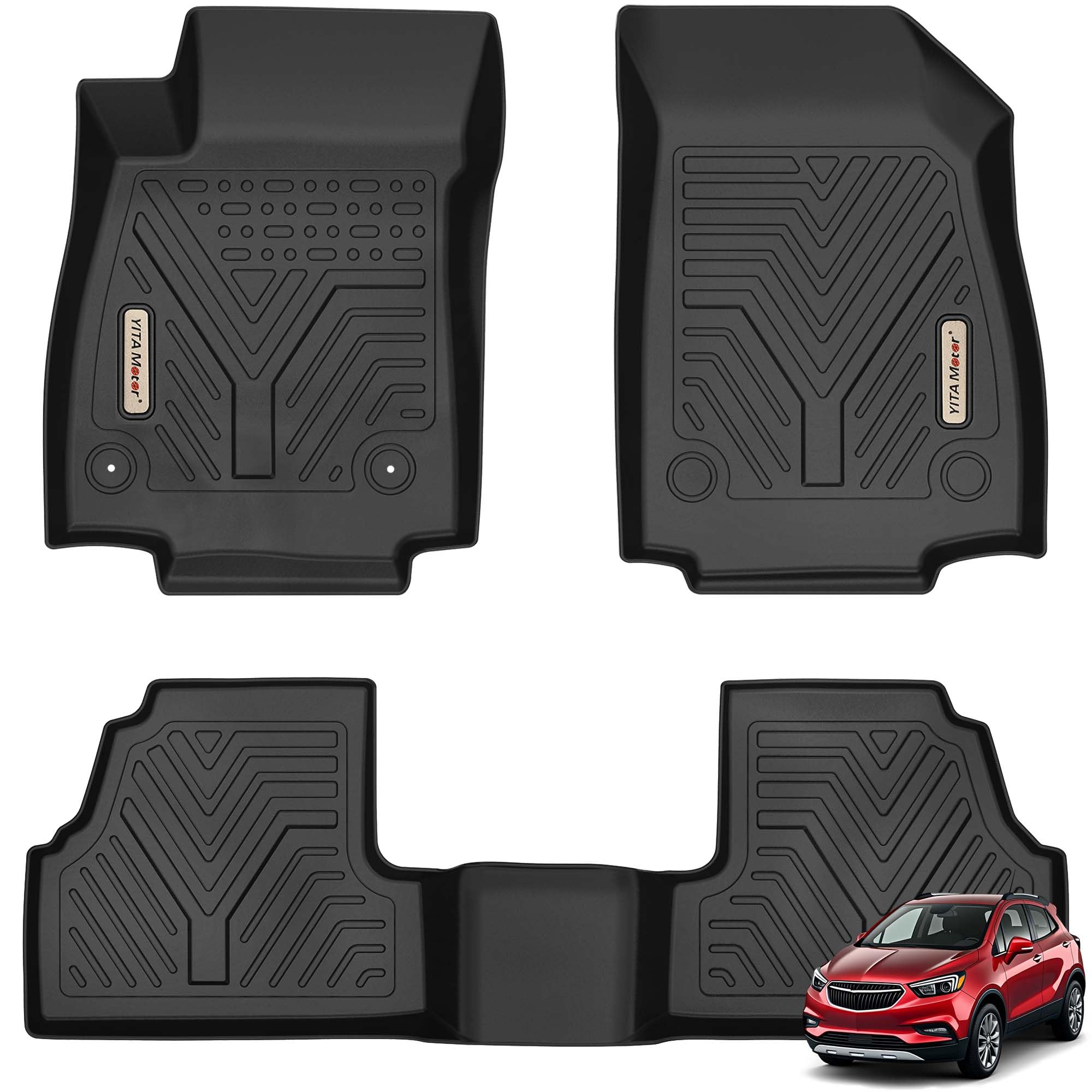 Yitamotor Floor Mats Compatible With 2014-2022 Chevrolet Trax / 2013-2022 Buick Encore, Custom Fit Black Tpe Floor Liners 1St &