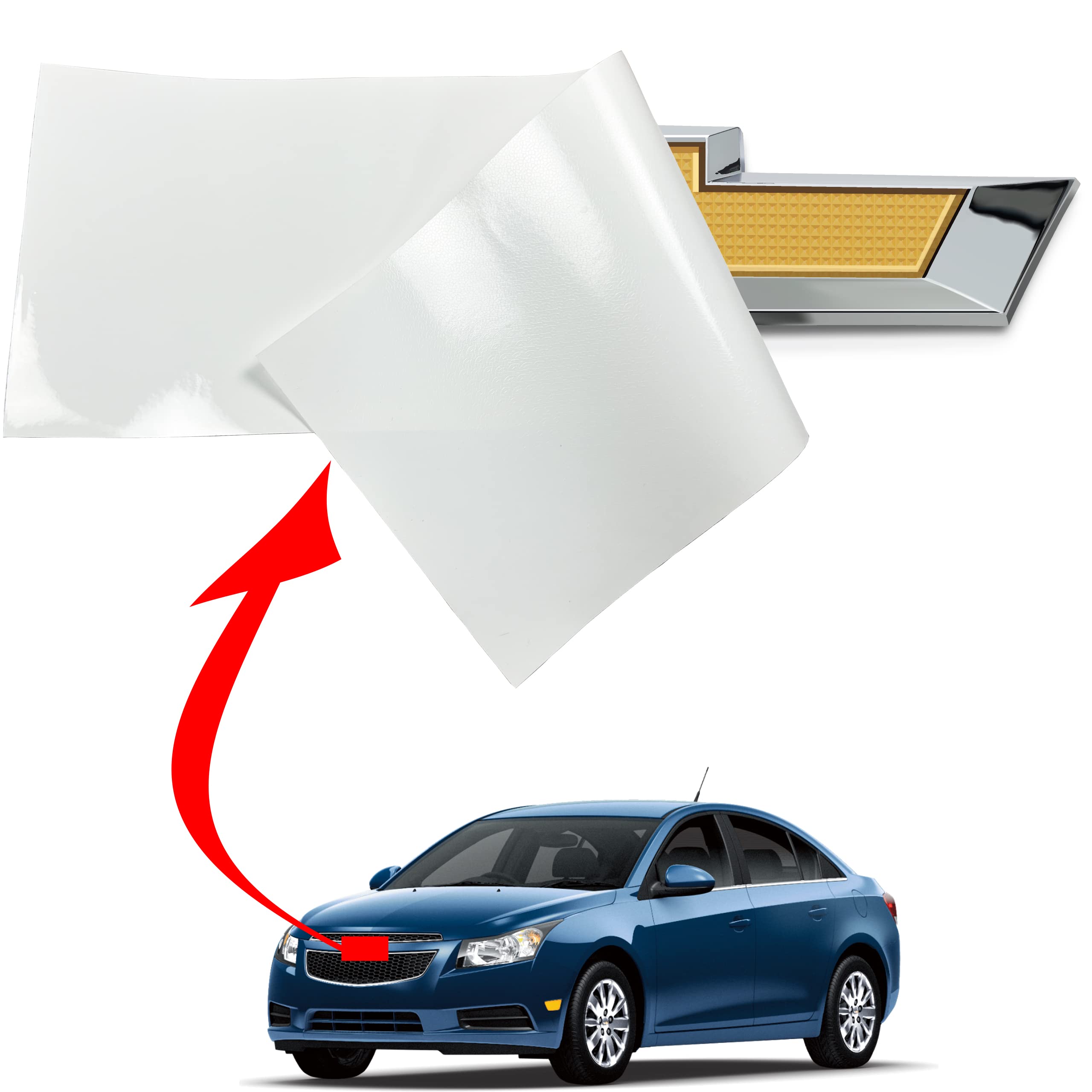 LZLRUN Compatible with Bowtie Logo Wrap Stickers Cut-Your-Own Emblem Overlay DIY Decals for Chevy 11.8 Inch x 4 Inch (Gloss Whit