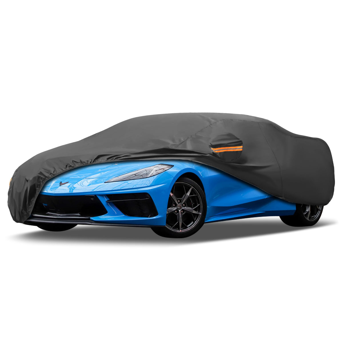 Mornyray Compatible With Chevy Corvette,Car Cover Outdoor Waterproof Sun Rain Snow Hail Protection With Driver Door Zipper (Blac