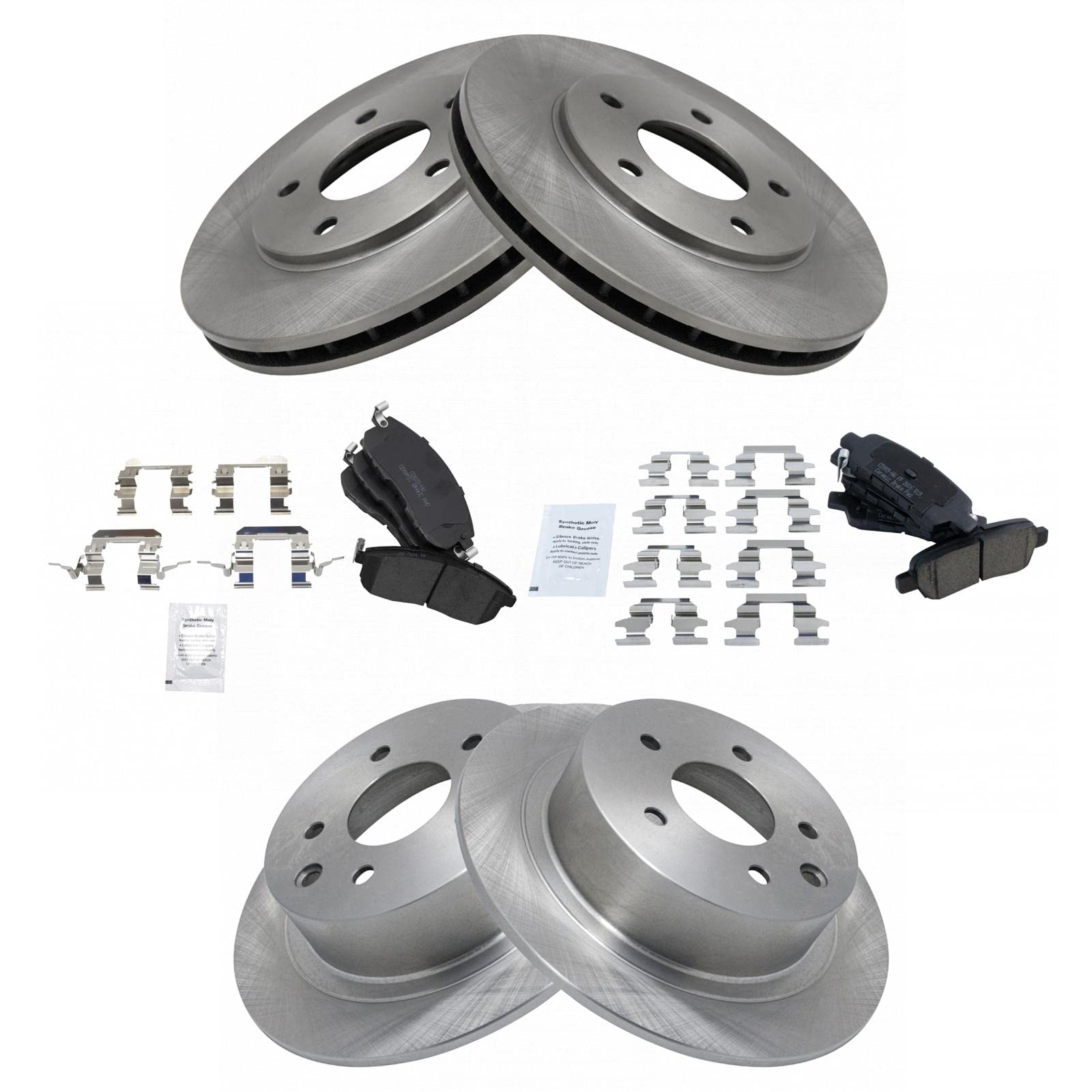 Trq Front And Rear Brake Pad & Rotor Kit Brake Pads Brake Rotor Ceramic Compatible With 2013-2019 Nissan Sentra