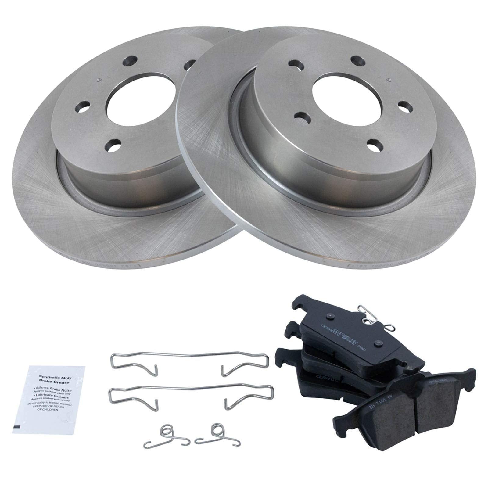 Trq Rear Brake Pad & Rotor Kit Brake Pads Brake Rotor Ceramic Compatible With 2013-2018 Ford C-Max 2013-2016 Escape 2014-2018 Tr
