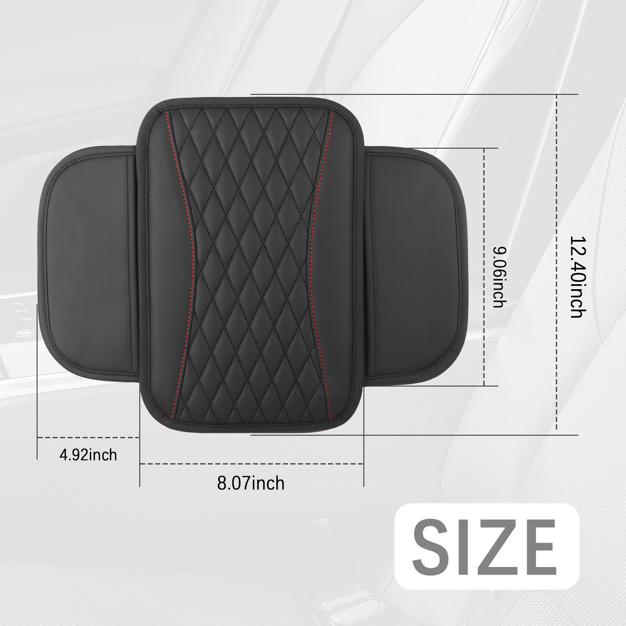 IHOTDER Patchwork Leather Center Console Covers for Cars,Upgraded Arm Rest Cover for Car with Side Storage Pocket for Car Seat O