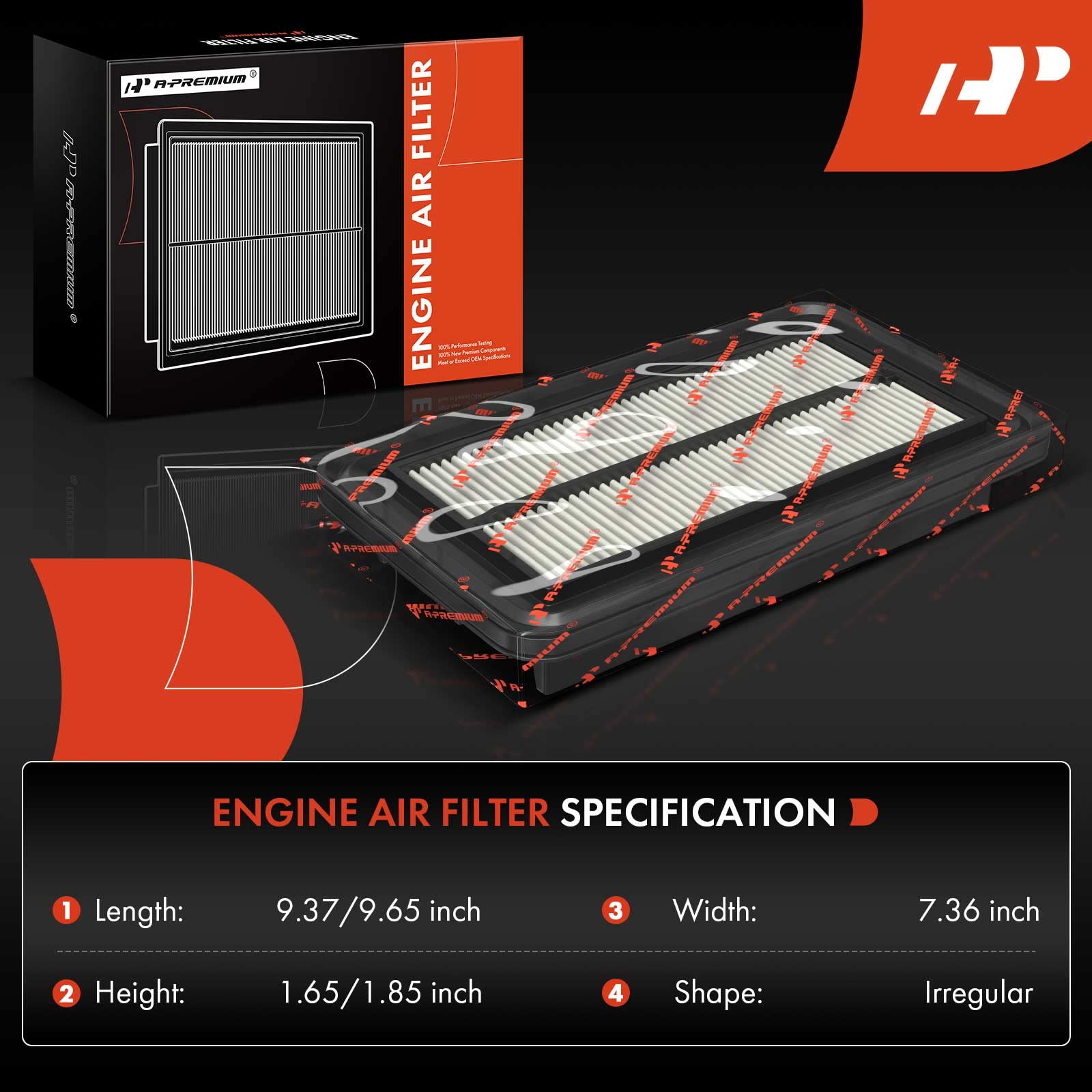 A-Premium Engine Air Filter - Compatible With Acura & Honda Models - Ilx 2013 2014 2015 2.0L, Civic 2012 2013 2014 2015 1.8L