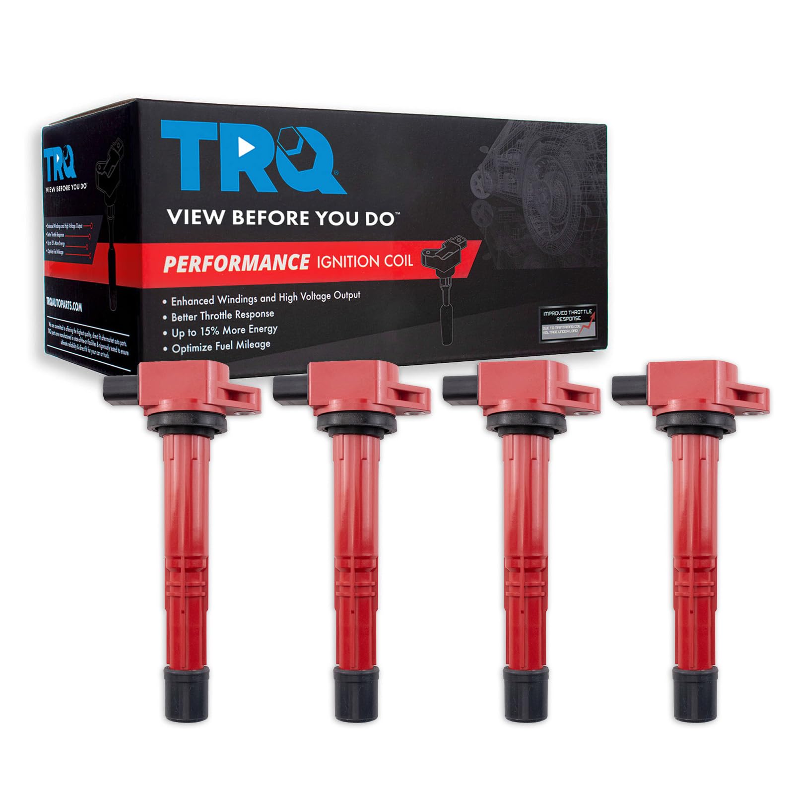 TRQ Ignition Coil Set Compatible with 2002-2006 Acura RSX 2003-2007 Honda Accord 2002-2011 Civic 2002-2009 CR-V 2003-2011 Elemen