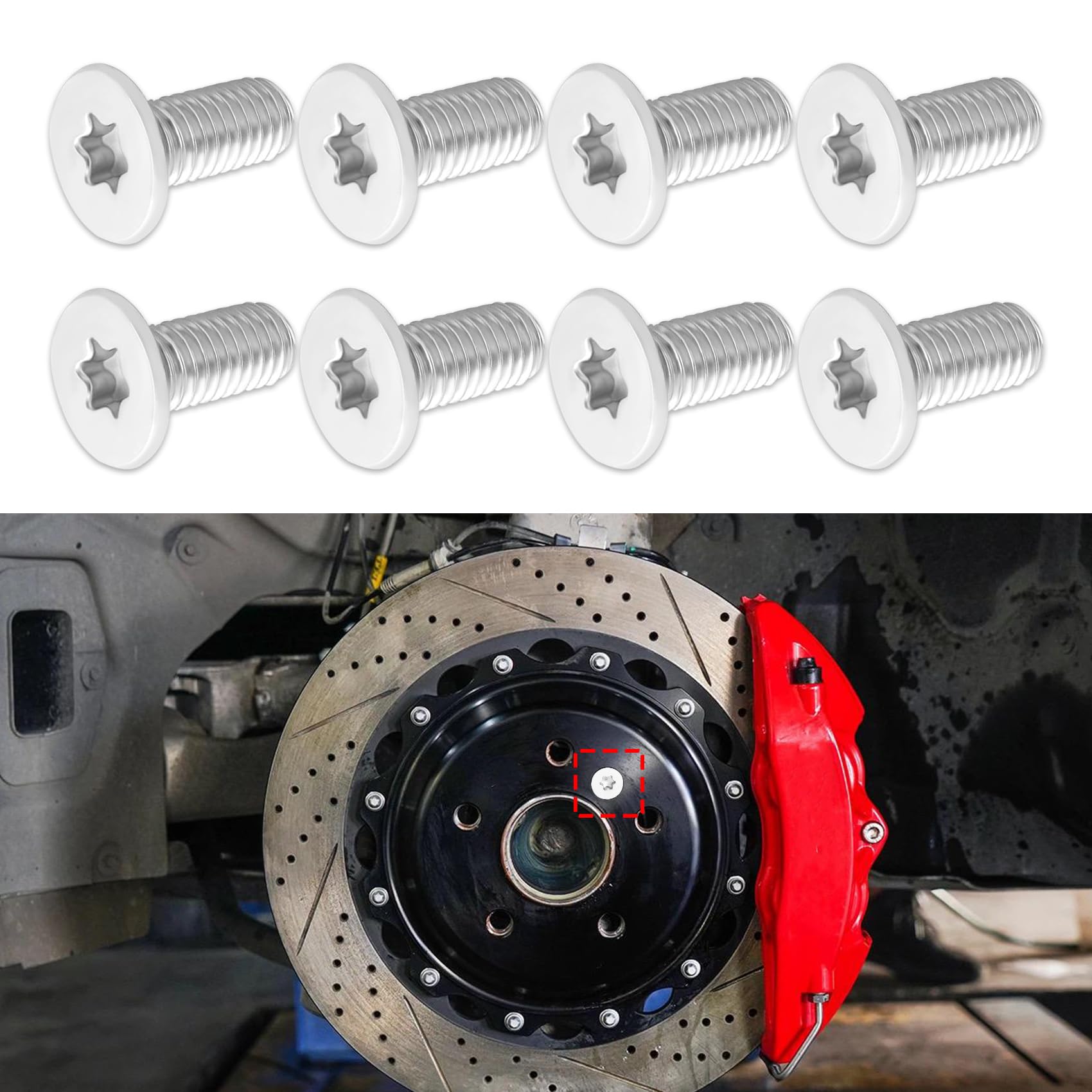 8PCS Stainless Steel Brake Disc Rotor Screws, Brake Rotor Bolt, Brake Rotor Screw Replacement OEM#11609271 Compatible with Buick