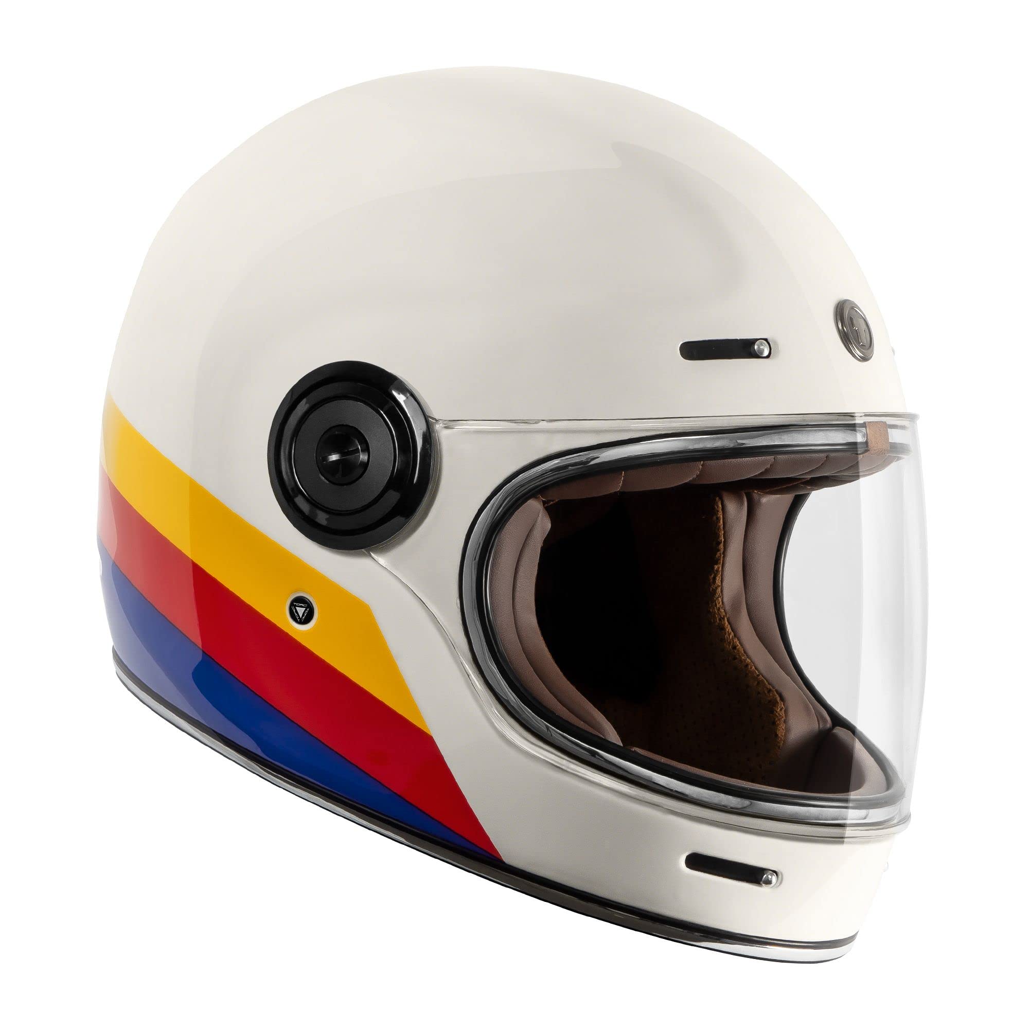 Torc T1 Unisex-Adult Retro Full Face Motorcycle Helmets, Pearl White Full Tree, X-Small