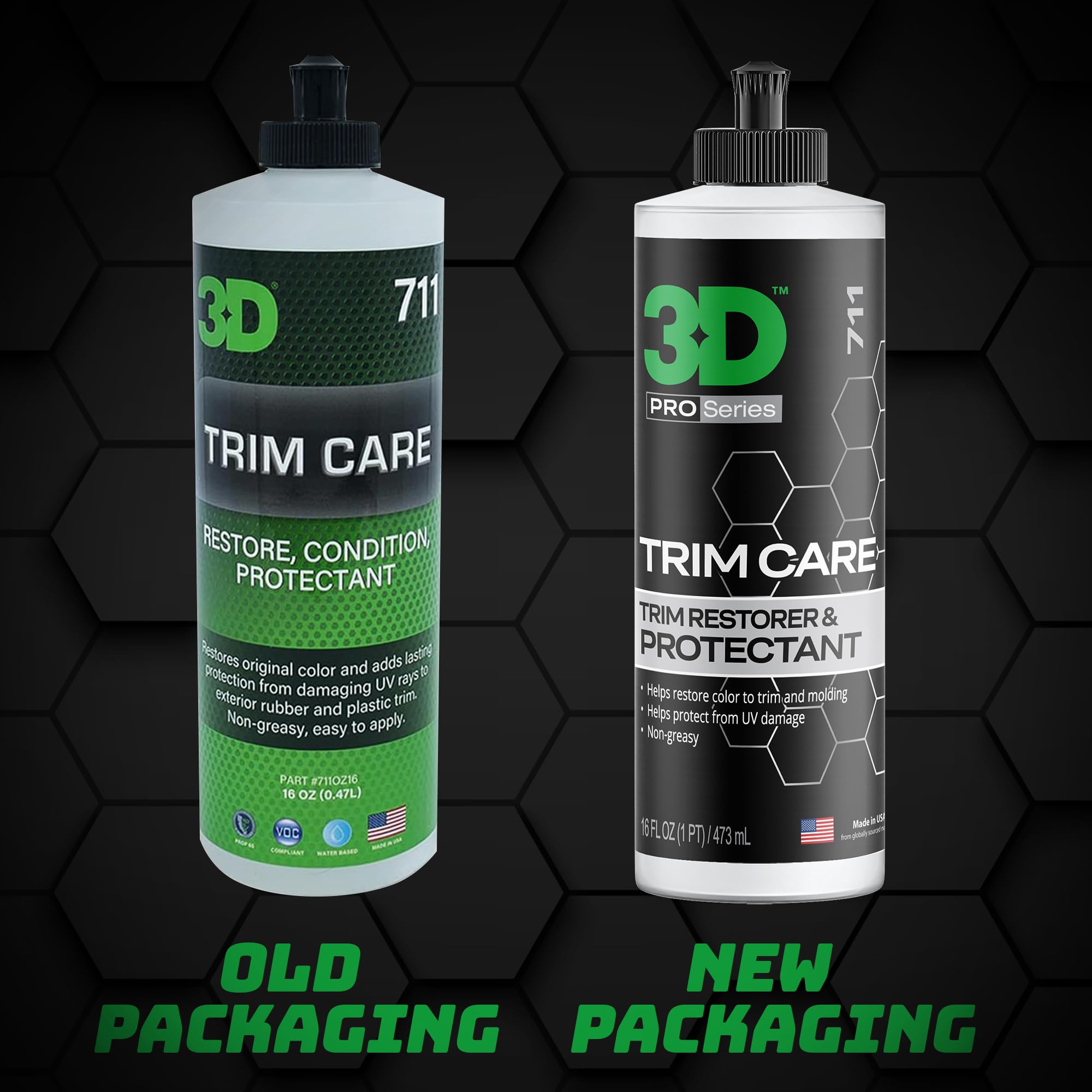 3D Trim Care Restorer Of Faded & Dull Plastic, Rubber, Trim & Bumpers - Renews Surface To Original Appearance - Long Lasting Shine & Protection 16Oz.