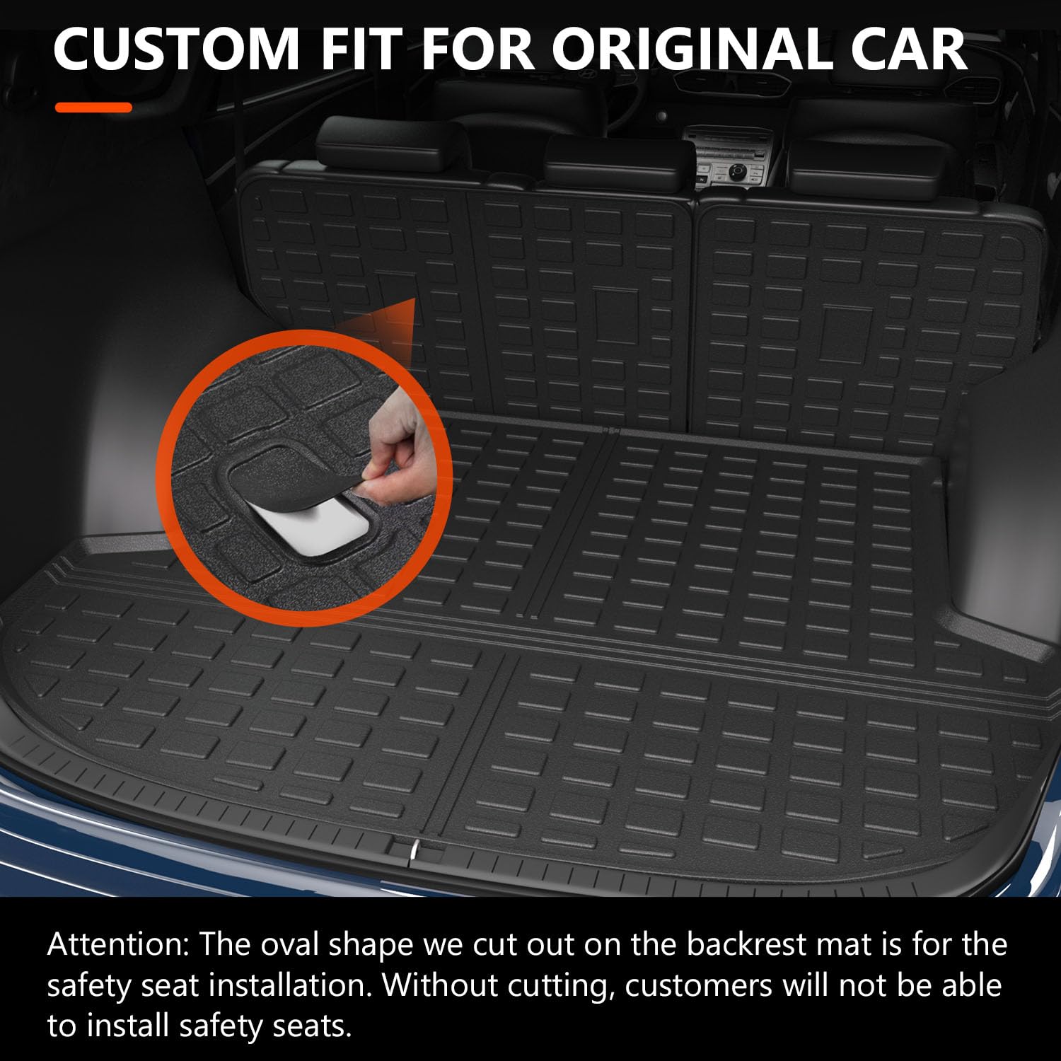 Powoq Cargo Liner Compatible With 2021 2022 2023 Santa Fe Trunk Mat Cargo Mat All Weather Tpe Backrest Liner Replacement For 2021 2022 2023 Santa Fe Accessories (Compatible With 21-23 Santa Fe)