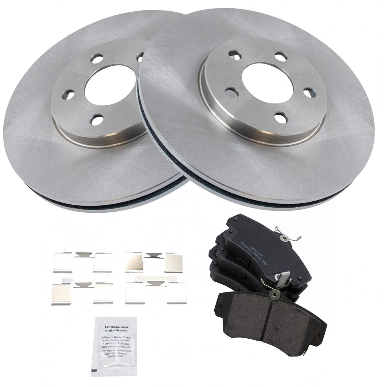 Trq Front Brake Pad & Rotor Kit Ceramic Compatible With 2001-2010 Chrysler Pt Cruiser