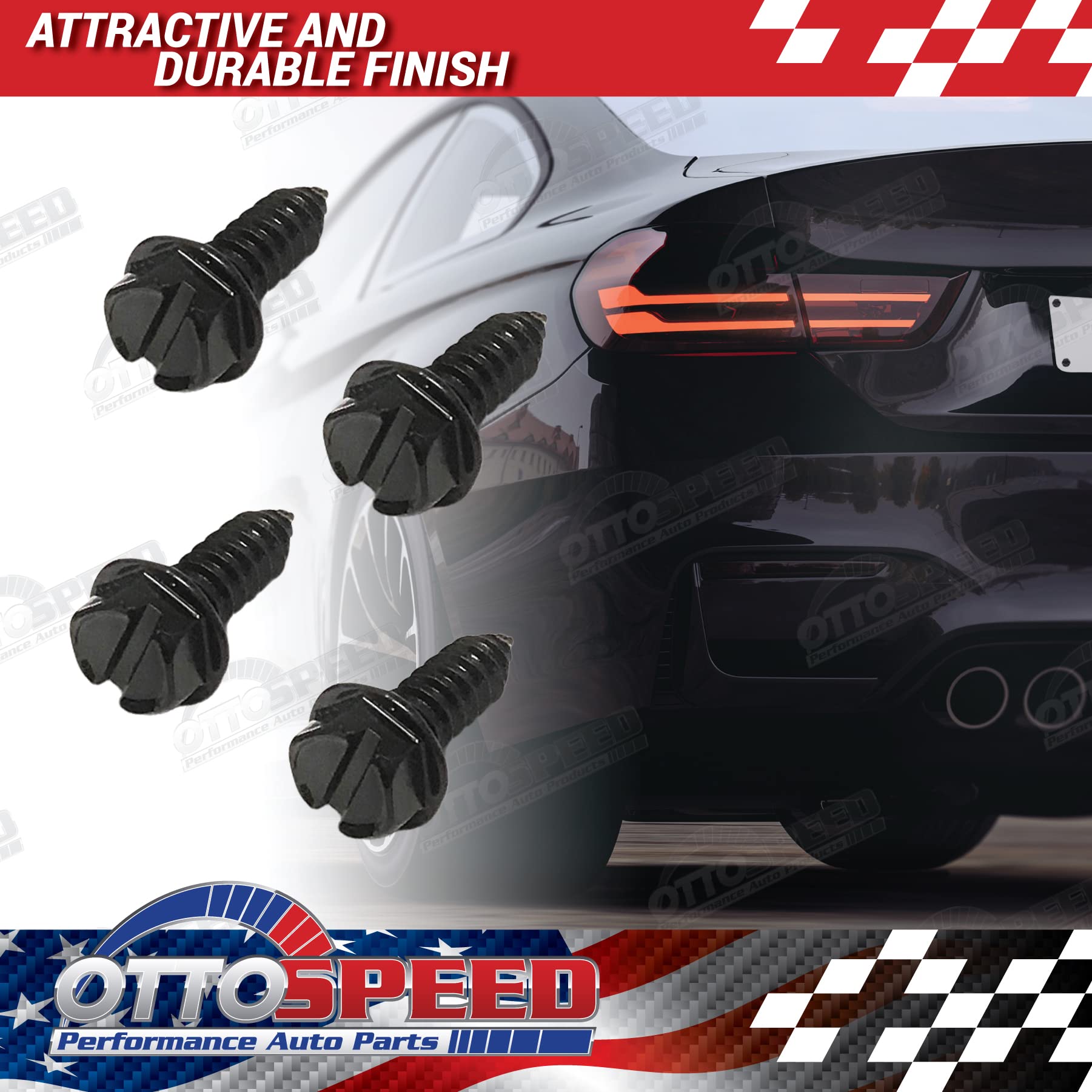 License Plate Screw Kit - Black, Oem Style Fasteners With Nylon Screw Retainers For Mounting Front And Back License Plates On Ca