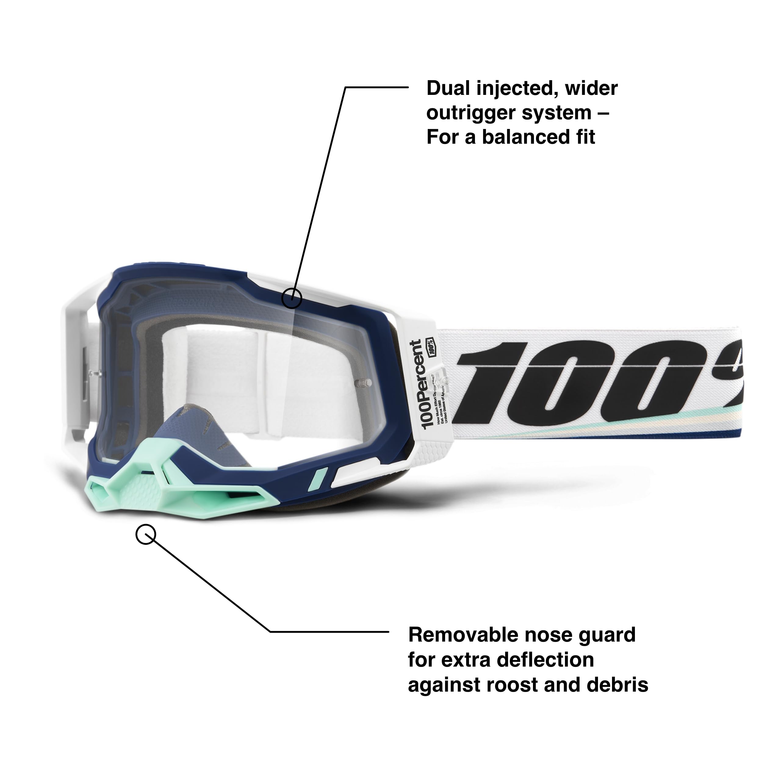 100% Racecraft 2 Mountain Bike & Motocross Goggles - Mx And Mtb Racing Protective Eyewear (Arsham - Clear Lens)