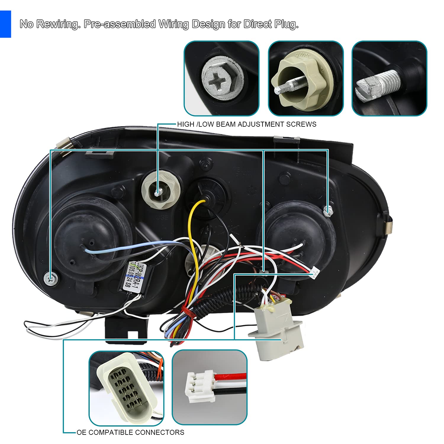 SPEC-D TUNING Dual Halo Projector Headlights, Glossy Black Housing & Smoke Lens, Compatible with 1999-2006 VW Golf MK4 & GTI, Left + Right Pair