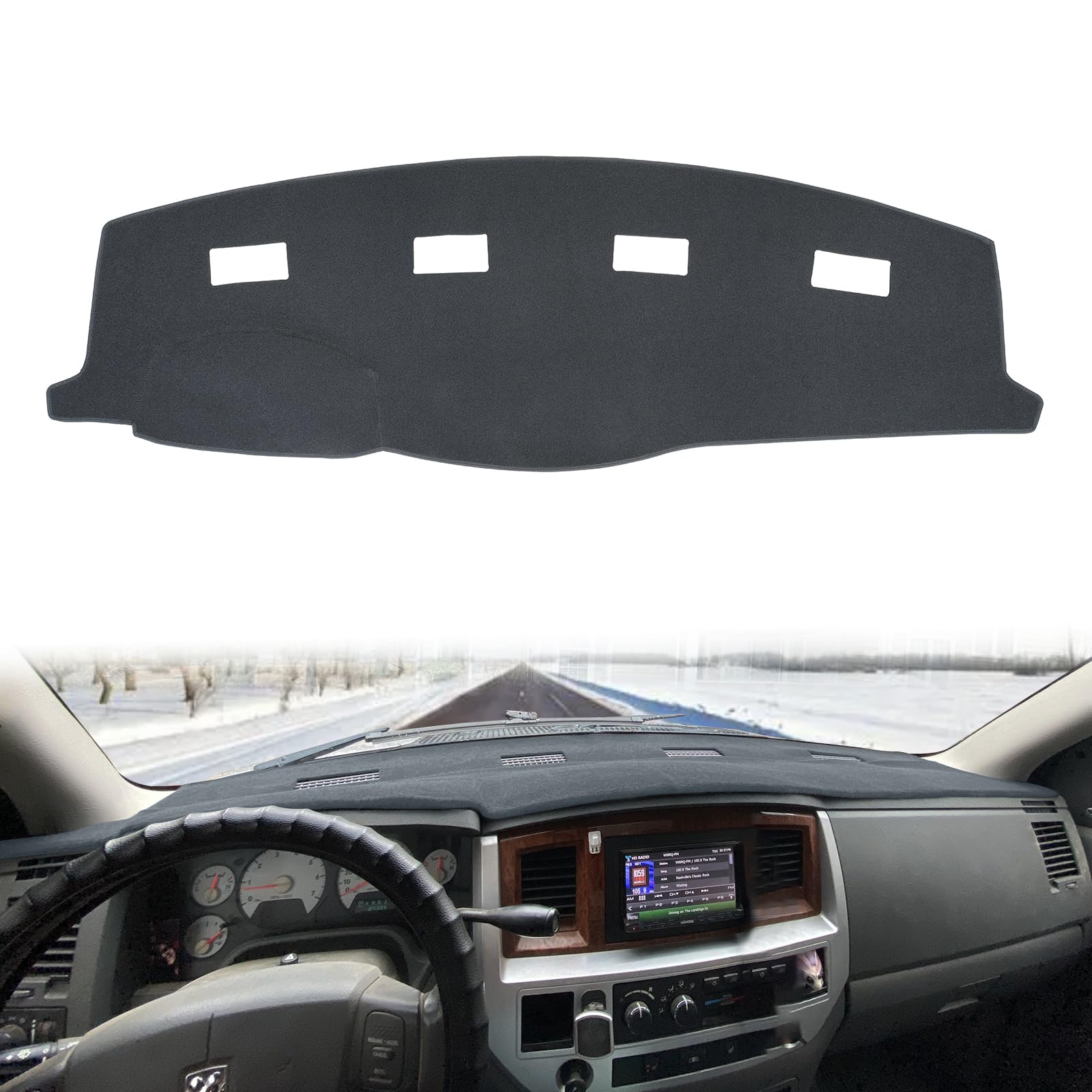 Hanlanka Dashboard Cover Dash Mat Pad Custom Fit For 2006-2008 Dodge Ram 1500 2500 3500,2009 Ram 2500 3500 4500 5500,2010 Ram 45