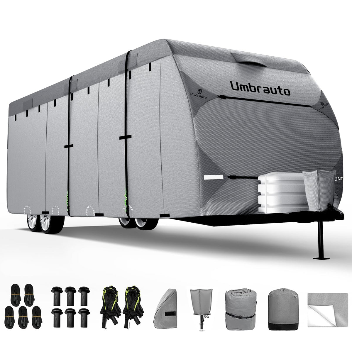 Umbrauto Rv Cover 27-30Ft: 7 Layers Travel Trailer Cover, Waterproof Camper Cover, Toy Hauler Cover With Tongue Jack Cover, Extr