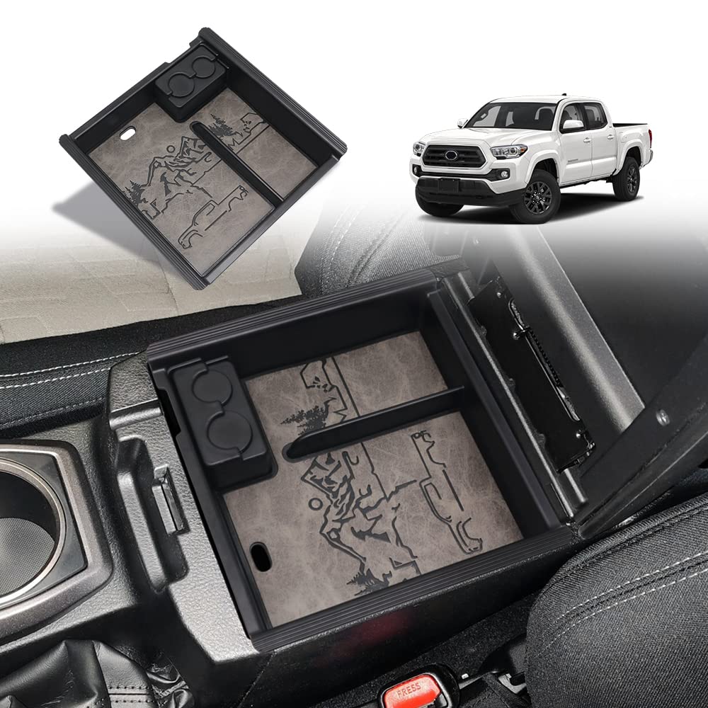 Triplealiners For 2023 Tacoma Center Console Organizer With Leather Trim Inserts Compatible With Toyota Tacoma 2016 2017 2018 20