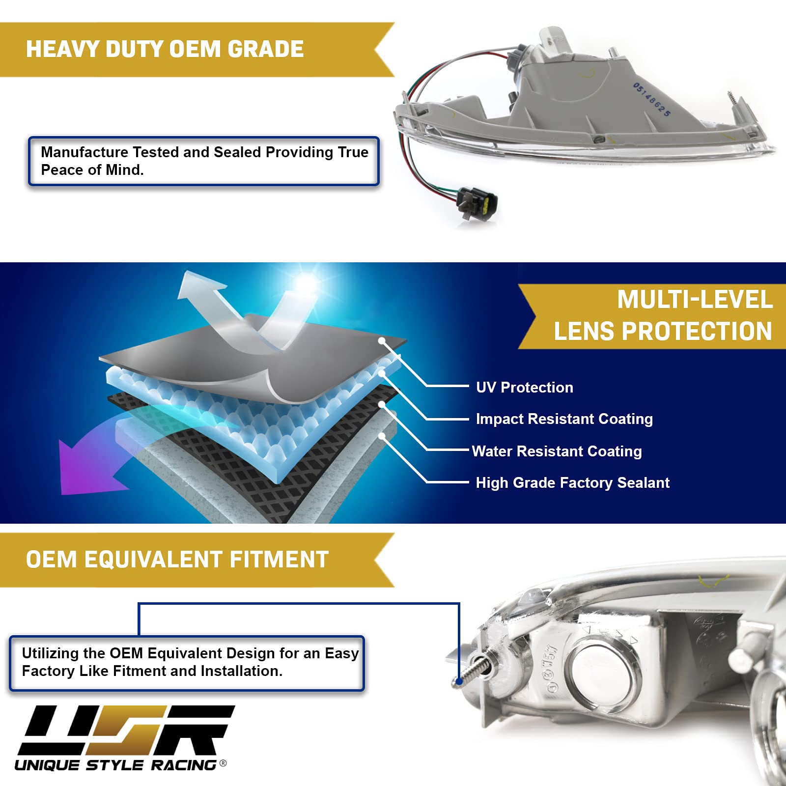USR DEPO 90-97 MX-5 Signal Lights - JDM Crystal Style Front Bumper Turn Signal Lamps Set (Left + Right) Compatible with 1990-199